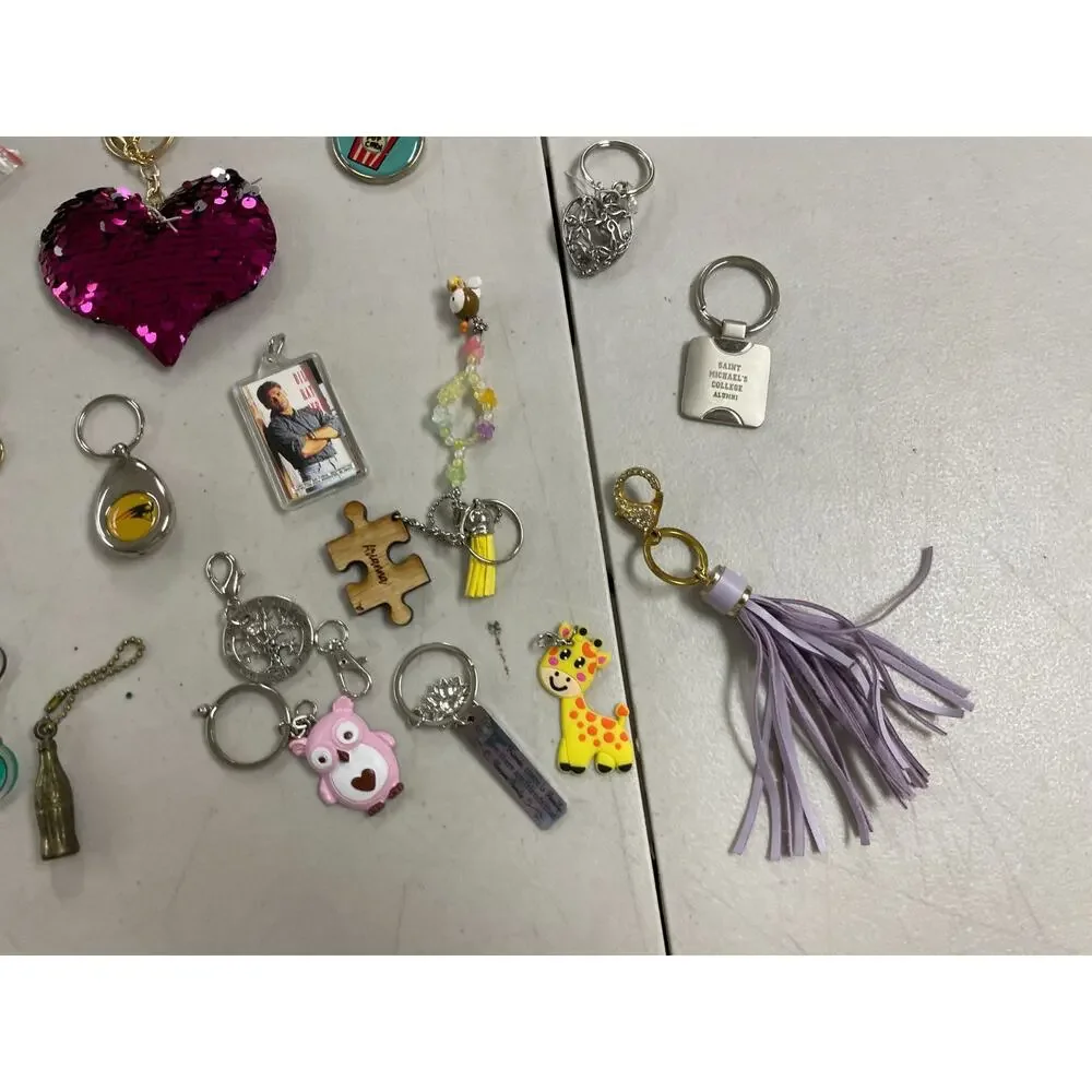 Vtg Mixed Lot of 15+ Novelty Keychains Cute Animals Tassel Beaded Souvenir